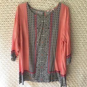 Rose + olive blouse